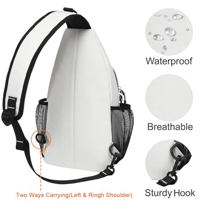 MOSISO Small Sling Bag for Men, Crossbody Shoulder Chest Daypack Bag - color: Ivory White