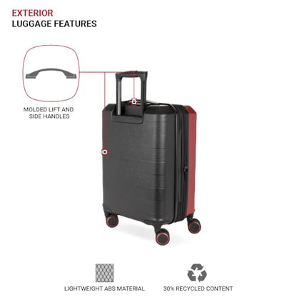 SwissGear Duet Hardside Expandable Luggage with Spinner Wheels, Red/Black, 3-Piece Set (19/24/28) - color: Red/Black, size: 3-Piece Set (19/24/28)