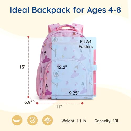 mommore 2-in-1 Kids Backpack for Boys Girls 4-8 with Insulated Lunch Pocket - color: Gradient Purple
