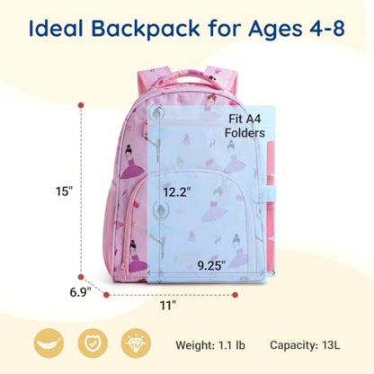 mommore 2-in-1 Kids Backpack for Boys Girls 4-8 with Insulated Lunch Pocket - color: Gradient Purple