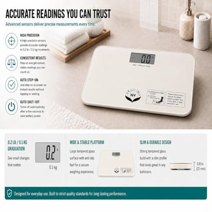 700 Series Travel Digital Bathroom Scale, 400 lb, Off-White - color: Off-White