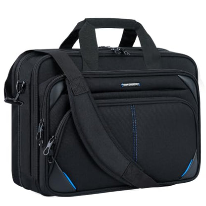 KROSER 17.3 Inch Laptop Briefcase, Computer Bag,Messenger Shoulder Bag - color: Black/Blue, size: 17.3 INCH