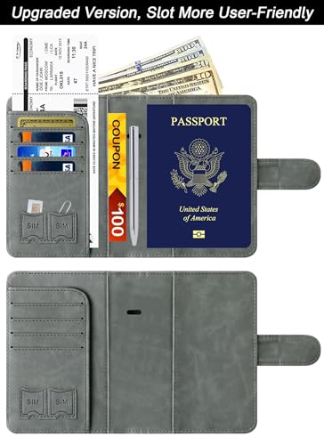 LOHASLIFE Passport Holder for Travel, Rfid Blocking Passport Cover Wallet - color: 120#Grey