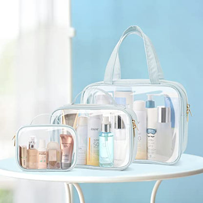 PACKISM Clear Makeup Bag Travel - TSA Approved Toiletry Bag, 3 Grayish Blue - color: 05 Grayish Blue, size: Full Vacation (Mixed Sizes)