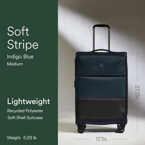 ANTLER Soft Stripe Medium Checked Luggage, Indigo Blue, 27.2", 74-88L - color: Indigo Blue, size: Medium
