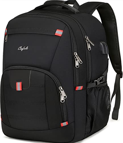 CAFELE 17.3 inch Laptop Backpack,Large Backpack Computer Bookbag Rucksack with USB Charging Port,Water Resistant Sturdy Backpack for Business College School Travel,Men Women Casual Daypack,Black - color: Black