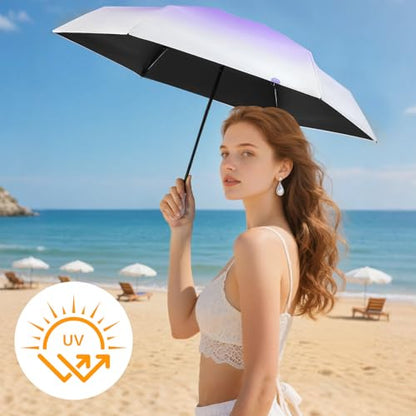 Mini Travel Umbrella Small Umbrella for Travel UV Parasol Compact Foldable - color: 03 Purple