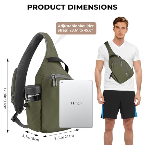 Crossbody Sling Bag, RFID Travel Hiking Sling Backpack, Compact EDC Bag - color: Green