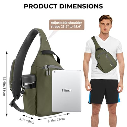 Crossbody Sling Bag, RFID Travel Hiking Sling Backpack, Compact EDC Bag - color: Green