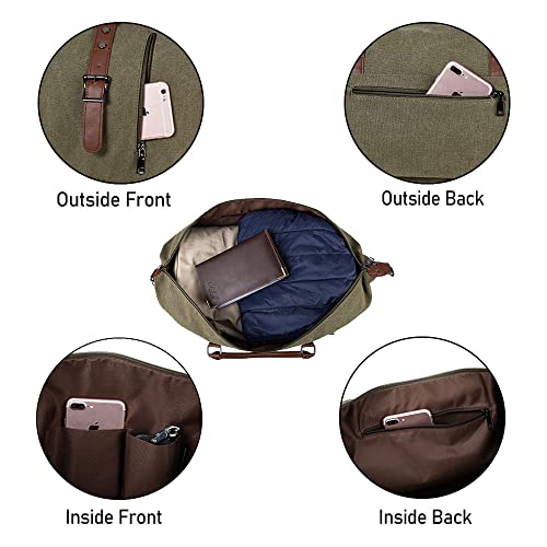 Weekender Overnight Bag Carry On Bag Travel Bag with Shoe Pouch - color: Green
