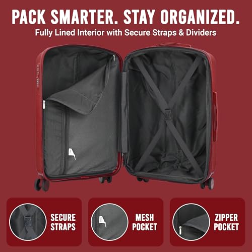 IZOD Mateo 3 Piece Expandable Hardside Luggage Set, Maroon - color: Maroon, size: 3 Piece Set