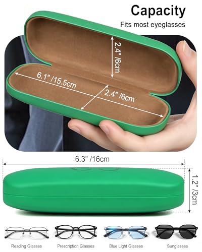RayLove Glasses Case, 2 Pack Hard Eyeglass Case with Cleaning Cloth, Glasses Case Hard Shell Fits Most Sunglasses Eyeglasses - color: Black Green