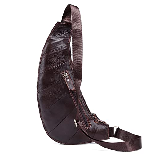 Leather Sling Bag Crossbody Backpack for Men Women Travel Outdoor Camping - color: #04coffee