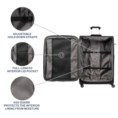 Travelpro Tourlite Softside 29" Expandable Luggage with 4 Spinner Wheels, Lightweight Suitcase, Checked Large, Black - color: Black, size: Checked-Large 29-Inch