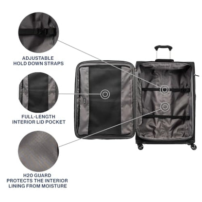 Travelpro Tourlite Softside 29" Expandable Luggage with 4 Spinner Wheels, Lightweight Suitcase, Checked Large, Black - color: Black, size: Checked-Large 29-Inch