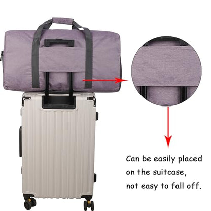 Woogwin Travel Duffel Bag Large Foldable Waterproof Overnight Bag for Beach Swim Bags Pool Sports Gym - color: 60L SnowPurple