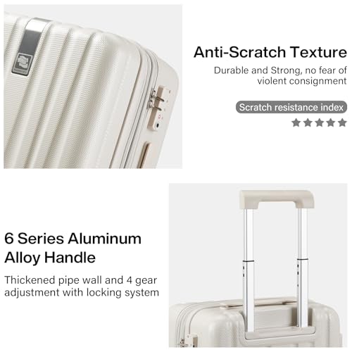 Hanke Expandable Hard Shell Luggage Sets, 3 Piece, 20/24/29 Inch - color: Ivory White, size: 3 Pc Set EXT (20/24/29)