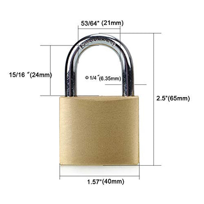 ABRAFOX Lock Solid Brass Keyed Different Padlock-（1-9/16 inch 40mm 2pack - color: 2-pack