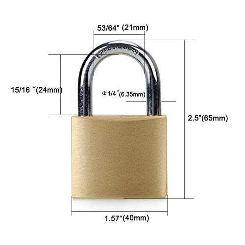 ABRAFOX Solid Brass Same Keyed Padlock Keyed Alike locks-40mm-3pack - color: Samekey-3pack