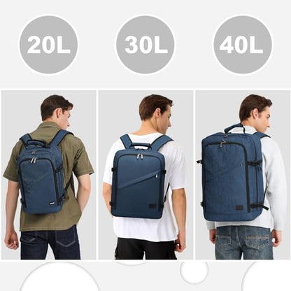 Kono Travel Backpack Airline Approved Overhead Bin Personal Item Bag - color: Navy, size: Medium