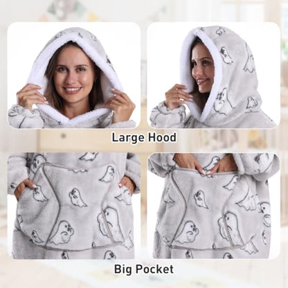 Moinlizy Oversized Wearable Blanket Hoodie for Women Men - color: Gray Ghost
