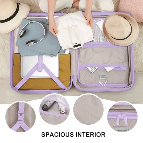 LARVENDER Luggage Sets 3 Piece, Carry On Luggage 20in Suitcase with Wheels - color: Lavender-20inch
