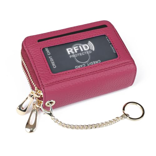 imeetu RFID Credit Card Holder, Small Card Wallet Women, Leather Card Case - color: Max - Fuchsia, size: Max