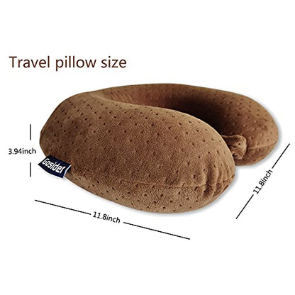 Memory Foam Travel Pillow, U Shape Neck Pillows, Brown - color: Brown