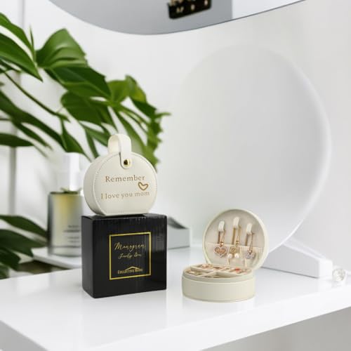 COLLECTIVE HOME - Travel Jewelry Case, Elegant Half-Moon Design with Heartfelt Message, Detachable Handle, Personalized Mother's Day Gift, Cherishing Special Moments (Remember I love you mom) - color: Remember I love you mom