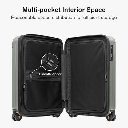 LEVEL8 Carry on Suitcase PC Hardside Luggage with Spinner Wheels 20" Green - color: Green, size: 20 Inch - Expandable