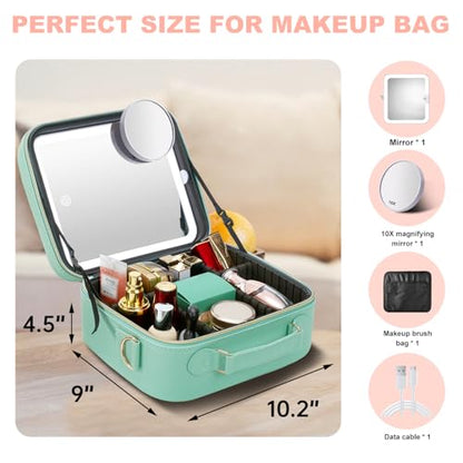Mocado Travel Makeup Bag with Mirror Travel Makeup Organizer Makeup Case - color: Powdery Green
