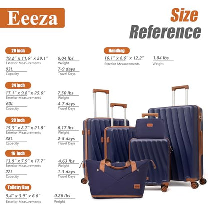 Luggage Sets 6 Piece Suitcases (Purple,16"/20"/24"/28"/DB/TB) - color: Purple, size: 6 Piece Sets (16/20/24/28/DB/TB)