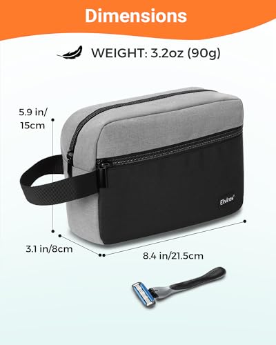 Elviros Hanging Toiletry Bag for Men, Travel Dopp Kit, Small, Grey & Black - color: Grey&Black, size: Small