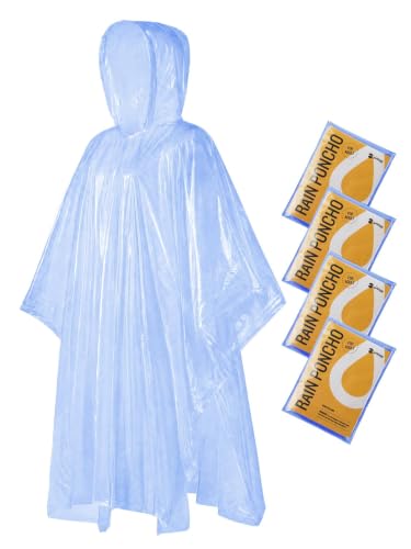 SaphiRose Disposable Adult Rain Ponchos Clear Emergency Raincoat - color: Clear Blue 4