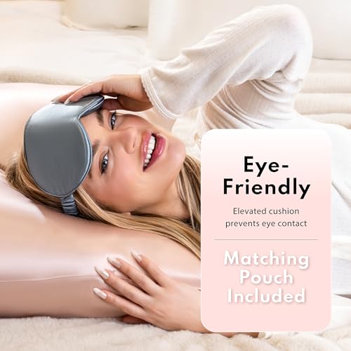 Blissy Silk Sleep Mask - 100% Mulberry 22-Momme - Grey - Profile - color: Grey