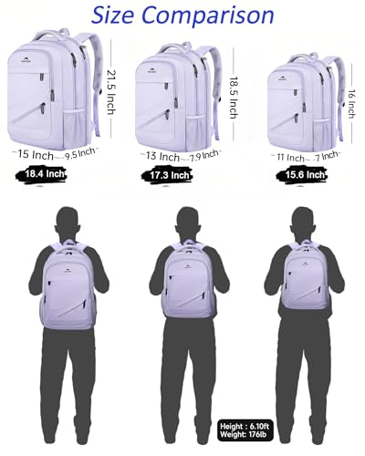 MATEIN Extra Large Laptop Backpack for Women, TSA Friendly Carry On Bag - color: Purple, size: 18 Inch