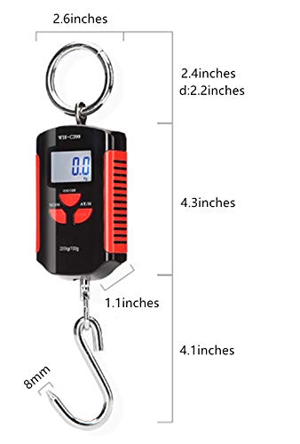 Klau Portable Mini Crane Scale,200 kg / 400 lb,Black and Red - color: Black and Red