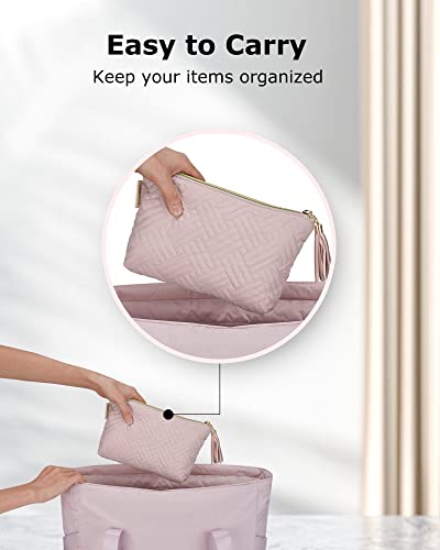 BAGSMART Small Makeup Bag with Tassel, Soft Cosmetic Pouch 8.7" - color: 03-Camel-1 pcs