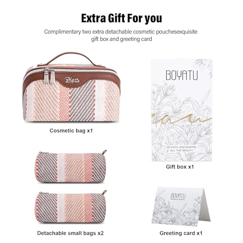 BOYATU Makeup Bag, Makeup Organizer, Toiletry Travel Bag for Women - Coffee - color: C-5-Coffee