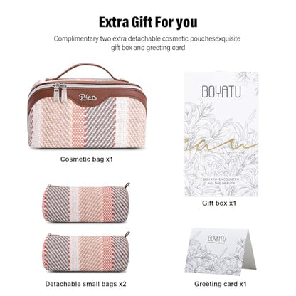 BOYATU Makeup Bag, Makeup Organizer, Toiletry Travel Bag for Women - Coffee - color: C-5-Coffee