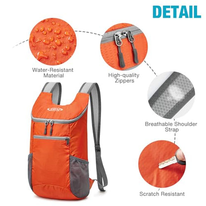 G4Free 10L Lightweight Packable Hiking Backpack, Nylon Daypack Daily Travel - color: Orange, size: Small