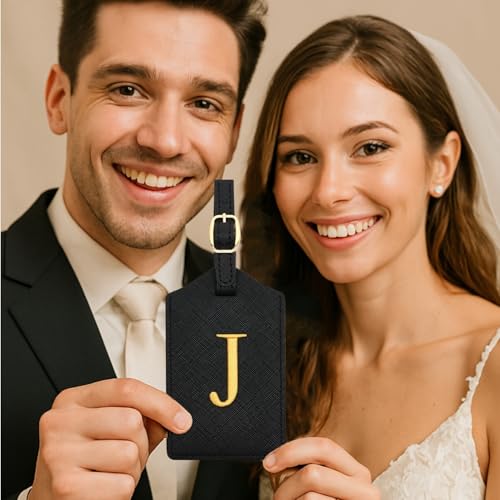 Luggage Tag PU Leather for Suitcase Baggage Handbag Travel Bag Label Suitcase Tag Label Tag w. Name Card & Privacy Cover (J) - style: J