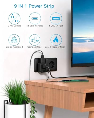 Black European Travel Plug Adapter, US to Europe, Type C Power Adapter - style: Type C - Most of Europe(Black)