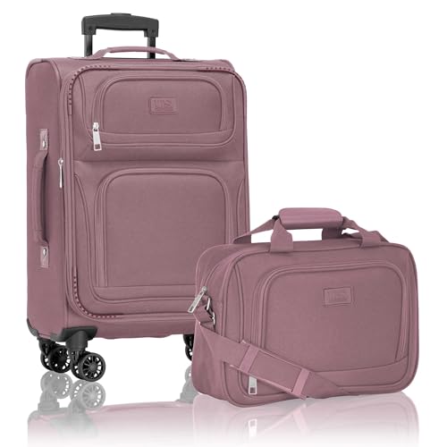 U.S. Traveler Rio Lightweight Softside Rolling Carry-on Suitcase, 4-Wheel Set, Mauve - color: Mauve, size: 22"/14"