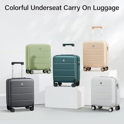 Hanke Underseat Carry On Luggage with Wheels, Hardside Small Suitcase - color: Smoke White, size: 16 Inch