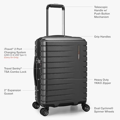 Traveler's Choice Archer Polycarbonate Hardside Spinner Luggage Set, Tie Down Straps, Grey, Carry-On 21-Inch - color: Grey, size: 1-Piece (Carry-On 21-Inch)