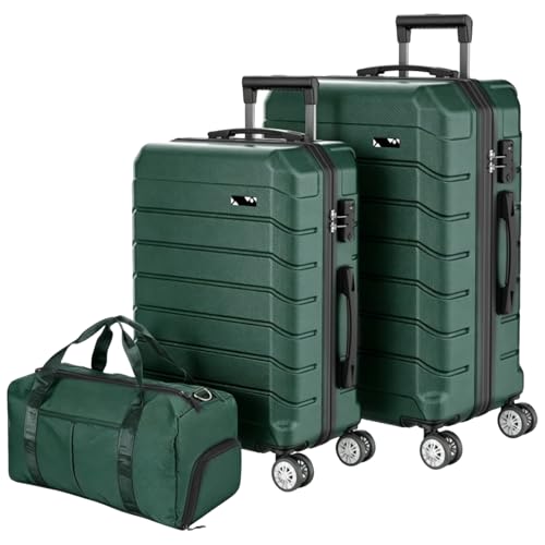 Luggage Sets 3 Piece Lightweight Durable Hardshell Suitcase Green - color: Olive Green