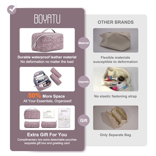 BOYATU Travel Makeup Bag Cosmetic Bags for Women: 3 Pcs Set Make up Bag - color: Z-64Purple
