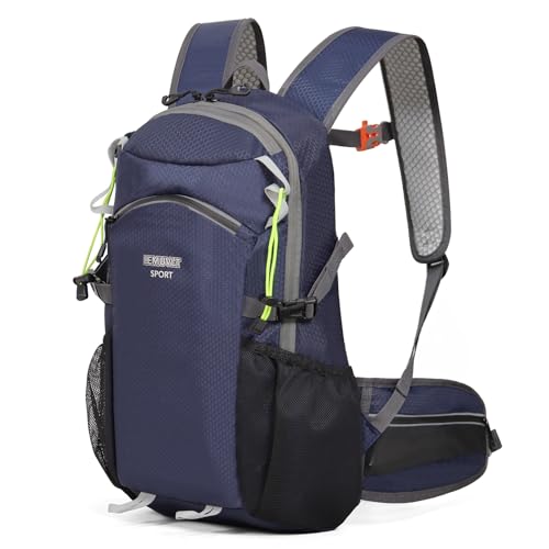 22L Lightweight Hiking Daypack with Waist Pocket Biking Skiing Travel - color: Navy