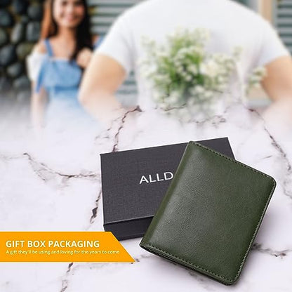 Alldaily Small RFID Wallet for Women Slim Compact Bifold Pocket Ladies Travel Mini Purse (Green) - color: Green